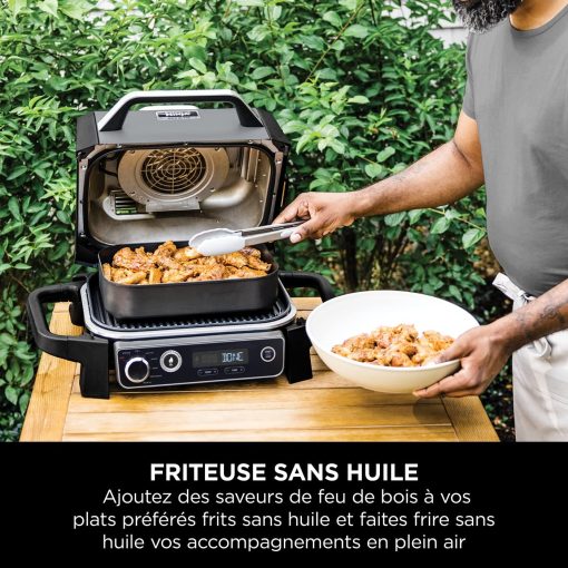 Ninja Woodfire Barbecue électrique et fumoir Pro XL avec thermomètre, barbecue et Air fryer d'extérieur 4-en-1 avec système Smart Cook et granulés Woodfire, portatif, gris/noir, OG850EU - Image 26