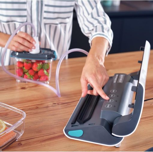 Leifheit Machine de mise sous vide alimentaire Vacu Power 500, appareil pour emballage sous vide + 10 sacs sous vide alimentaire (20 x 30 cm) - Image 12