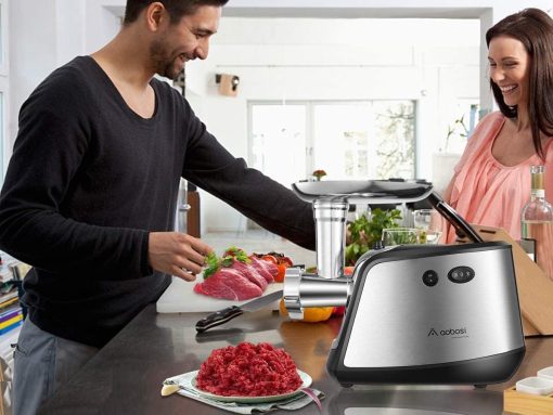 AOBOSI 4-in-1 Meat Grinder Electric Meat Grinder with 4 Stainless Steel Cutting Plates, 1 Kubbe and 3 Sausage Filling Tubes, Motor [3000w Max], Mincer with 2 Blades. - Image 3