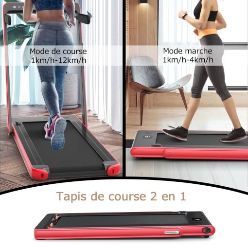 Tapis de Course Pliable 0,75HP Double Affichage LED APP et Télécommande Vitesse Motorisé 12 km/h Surface 40x100cm Rouge - Image 7