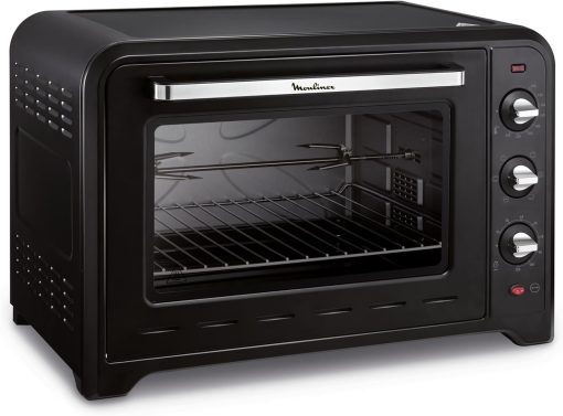 Moulinex Four à convection électrique, 60 L, 2200 W, Thermostat jusqu'à 240 degrés, 7 modes de cuisson, Pain, Pizza, Tartes, Patisseries, Optimo, Noir YY2917FB