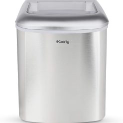 H.Koenig KB20 Ice Cube Machine, 12 kg in 24 hours, 2 sizes of ice cubes, self-cleaning, portable, quiet 2.1L, ice cubes ready in 6 minutes, ice scoop