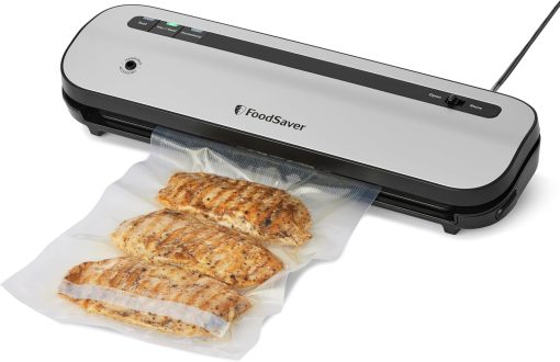 FoodSaver FFS005X Vacuum Sealer with Storage Compartment for Roll and Cutter, Pulse Function for Fragile Food, Includes Matching Accessories and Vacuum Bags