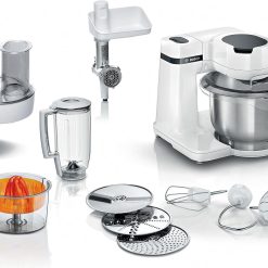 Bosch MUM58720 Kitchen Machine, Stainless Steel, 1000 W, 3.9 Liters, Stainless Steel and Plastic, 7 Speed, Grey/Red