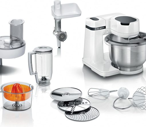 Bosch MUM58720 Kitchen Machine, Stainless Steel, 1000 W, 3.9 Liters, Stainless Steel and Plastic, 7 Speed, Grey/Red