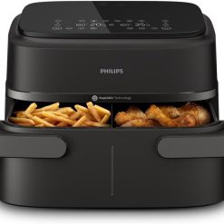 Philips Air Fryer 3000 Series Double Basket - Healthy, Fast and Versatile Cooking, 9 Litre Capacity, Touch Screen, Two Drawer Design (NA350/00)