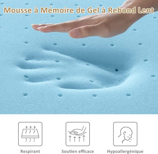 BedStory [Nouvelle Technologie] Surmatelas 160 x 200 à Mémoire de Forme de 7.5CM, Surmatelas de Haute Densité avec Gel Plus Respirant, Housse Amoivible et Lavable - Image 20