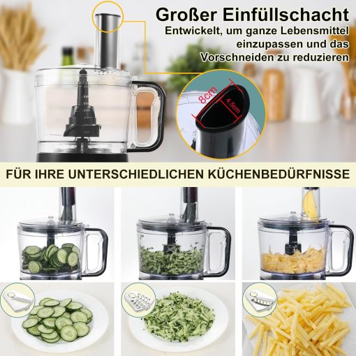TopStrong Multifunctional Food Processor, 1100 W Multifunctional Food Processor, 11 in 1 Food Processor Included Chopper, Kneader Hook, Blender, Citrus Press and Coffee Grinder, 3.2L Bowl and 1.5L - Image 11