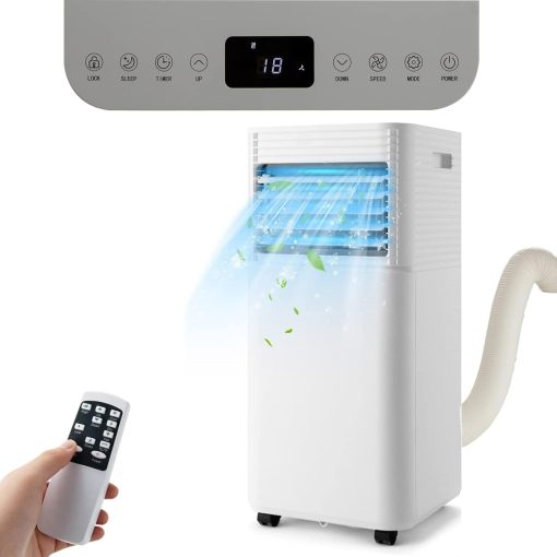 GOPLUS Climatiseur Mobile 9000BTU 2,6kW, Climatiseur 4 en 1 Fonction de Refroidissement, Déshumidification, Ventilation, Mode Nuit, Minuterie 24H, Contr?le Télécommande/écran, 20㎡, Noir, R290 - Image 4