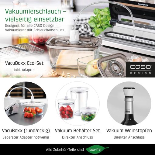 CASO VC200 - Appareil de mise sous vide, fra?cheur 8x plus longue, double soudure, épaisseur de vide réglable, avec bo?te à film, cutter, 2 rouleaux de film professionnel, flexible - Image 5