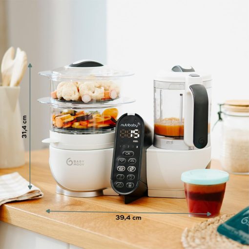 Babymoov Nutribaby(+), Robot Cuiseur Bébé Multifonctions 6 en 1, Cuiseur Vapeur Mixeur, Grande Capacité 2,2L, Petits Pots Bébé Faits Maison, Idéal Diversification Alimentaire, Gris - Image 39