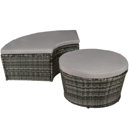Bain de soleil transat meuble jardin rond modulable gris 2208062 - Image 5