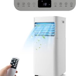GOPLUS Climatiseur Mobile 9000BTU 2,6kW, Climatiseur 4 en 1 Fonction de Refroidissement, Déshumidification, Ventilation, Mode Nuit, Minuterie 24H, Contr?le Télécommande/écran, 20㎡, Noir, R290