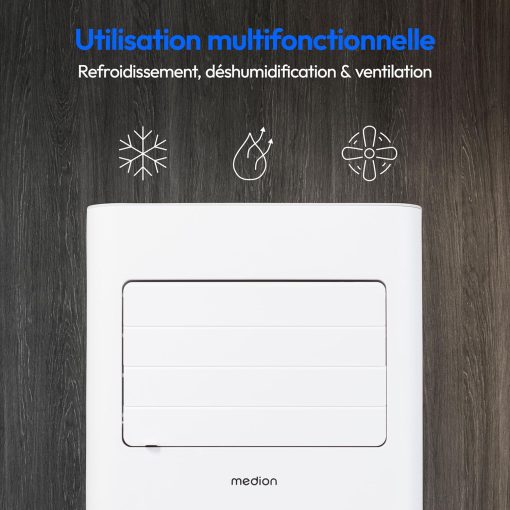 MEDION Smart Climatiseur Mobile P1002 (10000 BTU, 3-en-1, Refroidir, Déshumidification, Ventilation, jusqu'à 34m2, kit de joint de fenêtre, mode sommeil, contr?le Wifi, Télécommande, écran, MD 37733) - Image 11