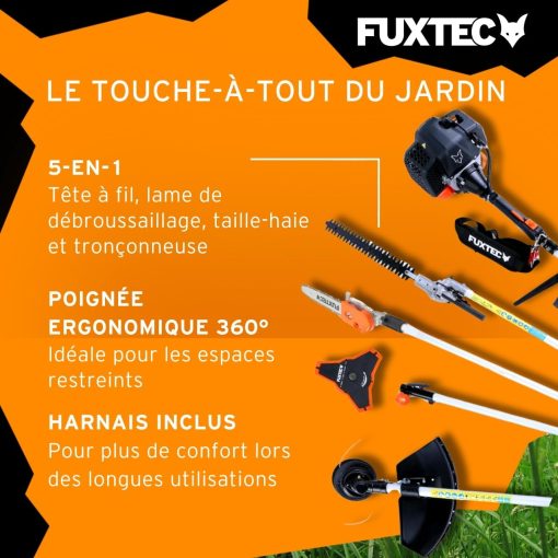 Fuxtec Débroussailleuse Thermique Multifonction 5 en 1 Multitool FX-MT152E - Easy Starter 3CV 52 cm3, Moteur 2 Temps, élagueuse Taille Haie Coupe Bordure Avec Fil ou Lame 1 Mètre Rallonge - Image 17