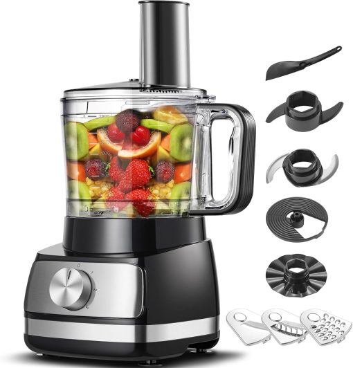 TopStrong Multifunctional Food Processor, 1100 W Multifunctional Food Processor, 11 in 1 Food Processor Included Chopper, Kneader Hook, Blender, Citrus Press and Coffee Grinder, 3.2L Bowl and 1.5L - Image 2
