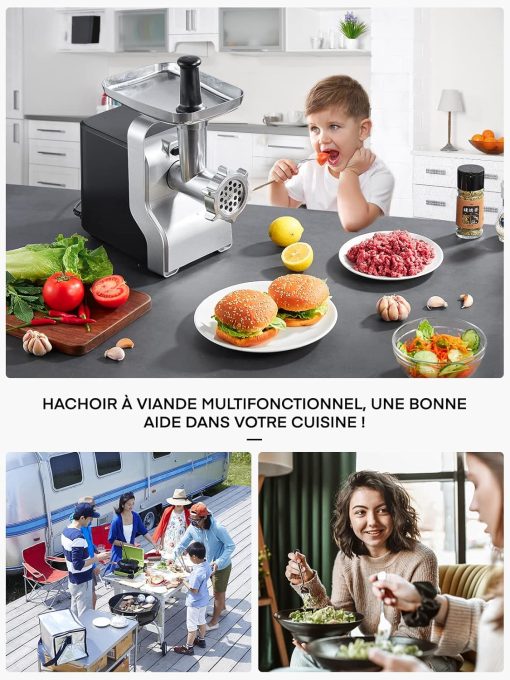 HOUSNAT 5 in 1 Multifunctional Electric Meat Mincer Professional with 3 Stainless Steel Grinding Plates, 2300WMax Locking Power, for Sausage, Kubbe, Vegetable - Image 9