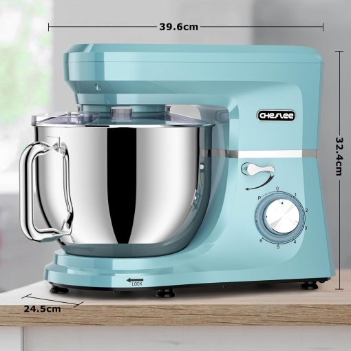 CHeflee 1800W Professional Kitchen Mixer 7.2 Litres Low Noise Multifunctional Kitchen Robot with Whisk, Beater, Hook, Stainless Steel Bowl, 6 Speeds - Image 15