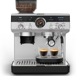 Krups Virtuoso+, Machine expresso, Machine a cafe à pompe, expresso machine a cafe moulu ou dosettes, 15 bars, Inox, Buse vapeur, Espresso et cappuccino, XP444G10