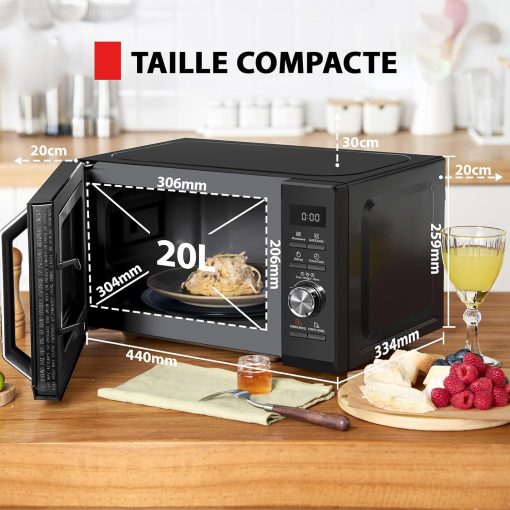 Toshiba Micro-ondes 20L MW2-MM20P(BK), Micro-ondes sur Pied, 800W, 5 Niveaux de Puissance, avec Décongélation Facile, éclairage LED à l'intérieur, Noir - Image 30