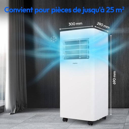 MEDION Smart Climatiseur Mobile P1002 (10000 BTU, 3-en-1, Refroidir, Déshumidification, Ventilation, jusqu'à 34m2, kit de joint de fenêtre, mode sommeil, contr?le Wifi, Télécommande, écran, MD 37733) - Image 17