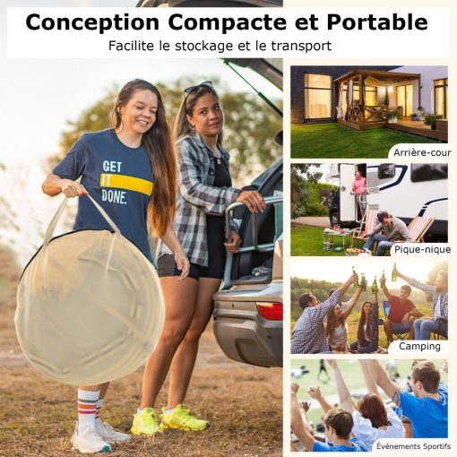 Tente Bulle à Ouverture Instantanée pour 6 à 10 Personnes Tente D?me d'Extérieur 328 x 328 cm Résistante Aux Intempéries Transparent - Image 9