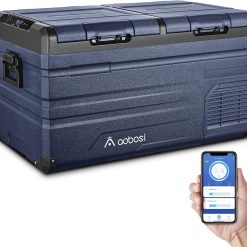 AAOBOSI 46 L Glaciere a Compression, Glaciere Electrique Double Zone, 12 V/24 V et 100-240 V Frigo Camping, -20 ℃ à 20 ℃, pour Voiture, Camion, Bateau, Camping-Car