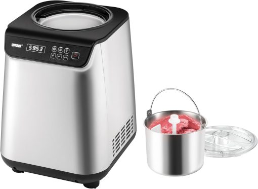 Unold Uno 48825 Sorbetière – Compresseur auto-refroidissant, entièrement automatique, 135 W, refroidissement à -35 °C, écran LCD, récipient en acier inoxydable, minuterie, compresseur - Image 2