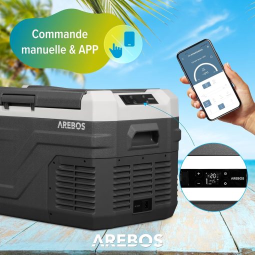 Arebos Glacière compresseur 26 l | Glacière électrique avec application et contr?le intelligent | Réfrigérateur mobile avec port USB | jusqu'à -20 °C | 12/24 V 230 V | Pour voiture, camion, camping, - Image 4