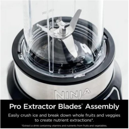 Ninja BN401 Nutri Pro Compact Personal Blender, Auto-iQ Technology, 1100-Peak-Watts, for Frozen Drinks, Smoothies, Sauces & More, with (2) 24-oz. To-Go Cups & Spout Lids, Cloud Silver - Image 9