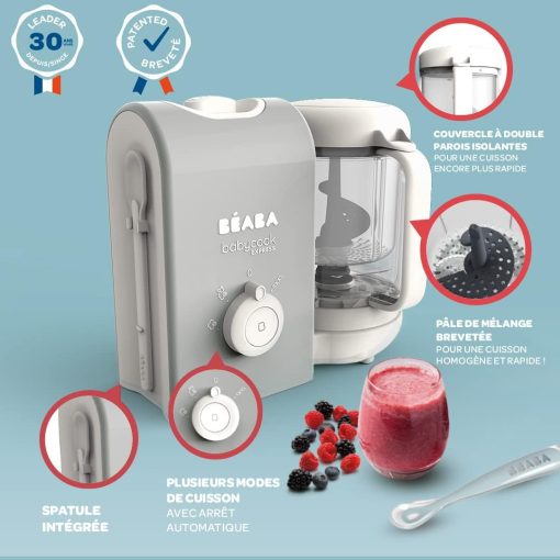 BéABA, Babycook Solo, Robot Bébé 4 en 1 Mixeur-Cuiseur, Cuisson Vapeur, Diversification alimentaire, Petits pots bébé maison, Noir - Image 39