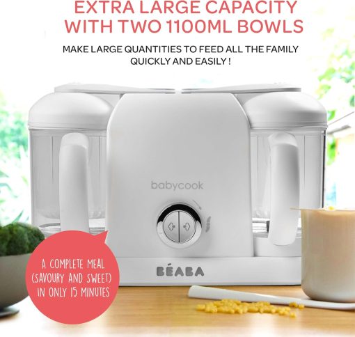 BéABA, Babycook Duo 4-in-1 Baby Food Processor Mixer, Fast Steaming 15 Minutes, Food Diversification, Small Baby Home Pots, XXL Capacity 2200 ml, Black - Image 21