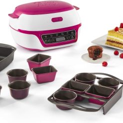 Tefal Smart Cake Machine, 5 Automatic Programs, 1 Manual Mode, 12 Mini Cake Moulds, 1 Large Mould, Compatible with CreaBake Series, Cake Factory Delights KD810112