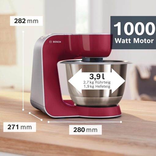 Bosch MUM58720 Kitchen Machine, Stainless Steel, 1000 W, 3.9 Liters, Stainless Steel and Plastic, 7 Speed, Grey/Red - Image 13