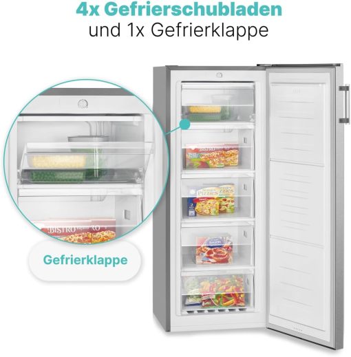Congélateur 165L blanc Bomann GS7317-1-blanc, Volume net : 165 litres, pose libre, éclairage intérieur à LED, Température réglable, silencieux, economique Congélateur 4 étoiles - Image 6