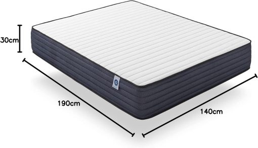 NATURALEX - Matelas PerfectSleep 180x200 - épais 30 cm - Soutien Mousse à mémoire de Forme - Accueil Blue Latex - Confort Ferme - Respirant - 7 Zones - Réversible - Haute Densité - Fabriqué en Europe - Image 59