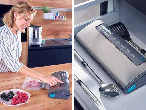 Leifheit Machine de mise sous vide alimentaire Vacu Power 500, appareil pour emballage sous vide + 10 sacs sous vide alimentaire (20 x 30 cm) - Image 9