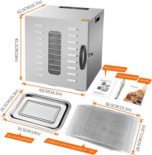 Kwasyo Food Dehydrator, 10 Trays ? Desiccator with Timer (24H) ? Fruit and Vegetable Dehydrator Adjustable Temperature (30 to 90°C) + 1 x Recipe Book - Image 21