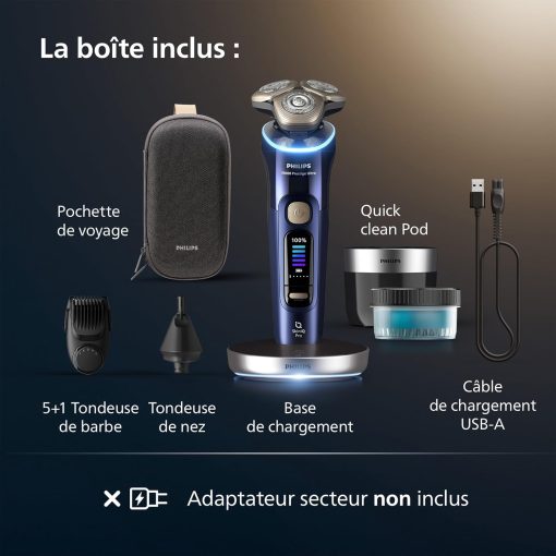 Philips Rasoir i9000 Prestige Ultra, Rasoir électrique 100% étanche, Technologie Skin IQ Pro, Système Triple Lift & Cut, Lames de précision NanoTech rotatives 360°, 5 modes de rasage, XP9401/38 - Image 18