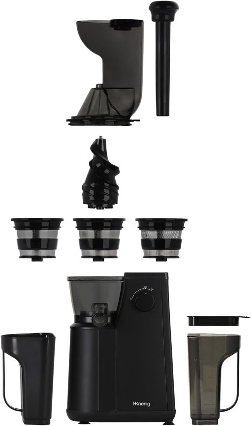 H.Koenig GSX12 Vertical Juice Extractor Stainless Steel Black, Fruit and Vegetable Juice, BPA Free, 82 mm Wide Mouth, Soft Pressure, 1 Litre, 400 W - Image 9