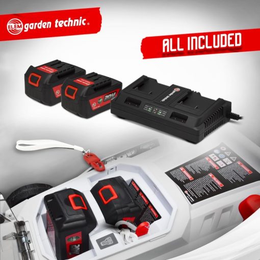 Tondeuse rechargeable 40V (2x20V) 37cm - Batteries et chargeur fournis - Elem Garden - Image 4