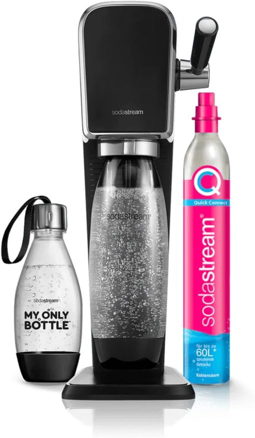 SodaStream ART Sparkling Water and Soda Machine | Pack of 1 Bottle 1 L + 1 Bottle 0.5 L Dishwasher Safe + 1 60L Gas Refill Clip On | Black [Amazon Exclusive] - Image 2