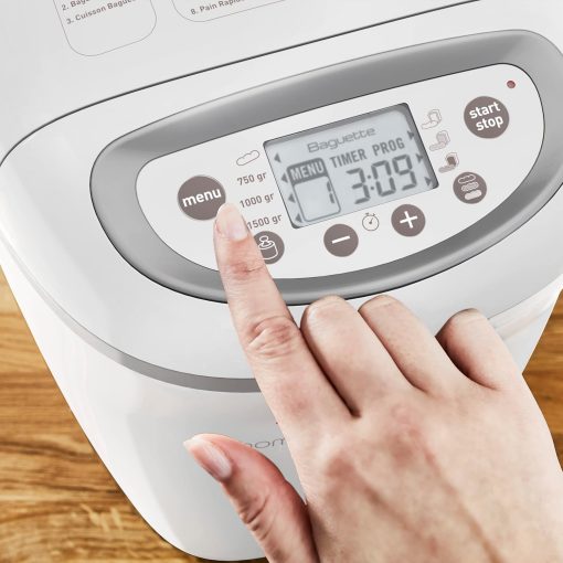 Moulinex Home Bread Baguette Roll Maker, 16 Programs, Even Results, Up to 1.5 kg Fresh Bread, Crispy Plates, 3 Levels of Frying, OW610110, White - Image 5