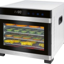ProfiCook PC-DR 1218 Déshydrateur automatique en acier inoxydable, grand espace intérieur pour une utilisation jusqu'à 6 étages, bo?tier en acier inoxydable, thermostat numérique inclus