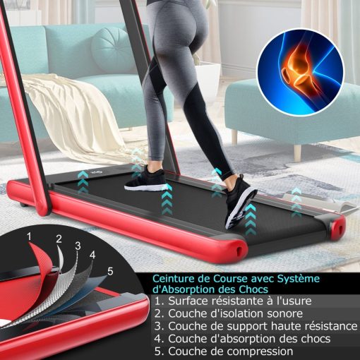Tapis de Course Pliable 0,75HP Double Affichage LED APP et Télécommande Vitesse Motorisé 12 km/h Surface 40x100cm Rouge - Image 11