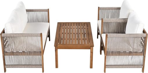 Zepneiy Salon de Jardin, Salon de Jardin 4 Personnes, avec canapé, Table Basse et Coussins, Housse en Tissu déhoussable et Lavable, Noir (Coussins d'assise Inclus) - Image 18