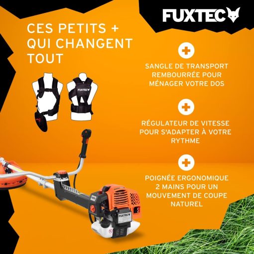 Fuxtec Débroussailleuse Thermique Professionnelle FX-PS152 52 cm3 3CV Système Anti Vibration - 2 en 1 Coupe-Bordure avec Tête de Coupe Double Fil et Lame 3 Dents Modèle Con?u pour Les Pros - Image 13