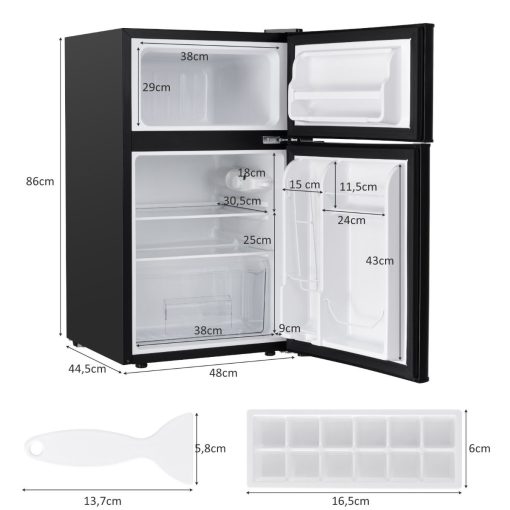 Réfrigérateur Compact Mini-réfrigérateur 90 L Congélateur Séparé avec Design à 2 Portes Fonctionnement Silencieux Blanc/Gris/Noir - Image 21