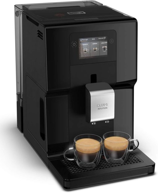 Krups Machine à café broyeur à grain, Ecran tactile couleur, 11 recettes préenregistrées, Indicateurs lumineux intuitif, accès bacs en frontal, Nettoyage facile, Intuition Préférence EA873810
