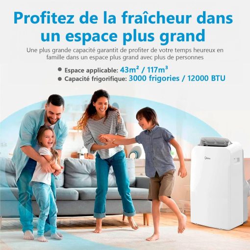 MIDEA Climatiseur PortaSplit Mobile Silencieux 4-in-1| 12000 BTU | Chauffage et Climatisation Portable Prêt à Poser 3,5kW- Clim Mobile avec rafra?chisseur, déshumidificateur, chauffage,ventilateur - Image 11